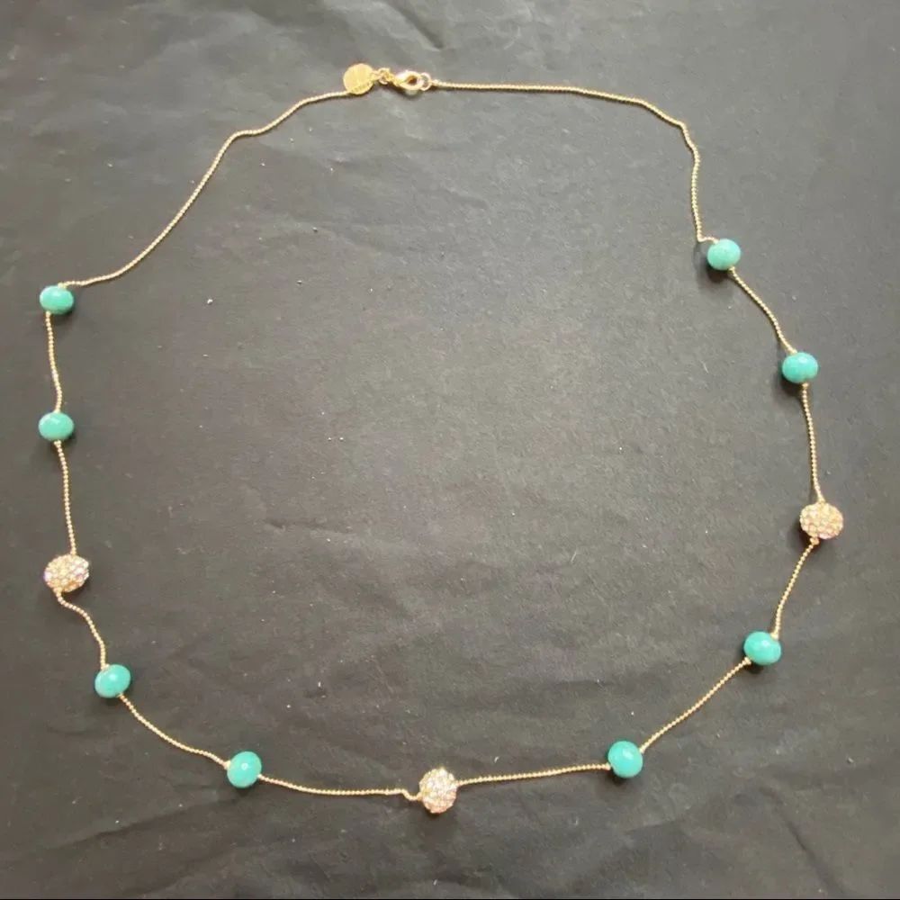 Marlyn Schiff Blue and Crystal Toggle Necklace
